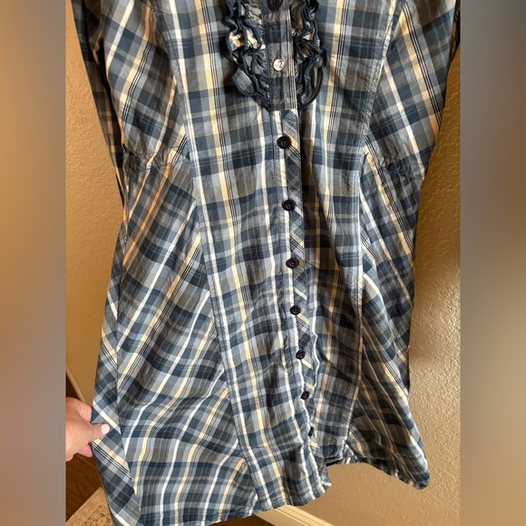 Packers & Pioneers Superieur Vintage Blue Plaid Shirt Dress/ Size Medium - Picture 6 of 8